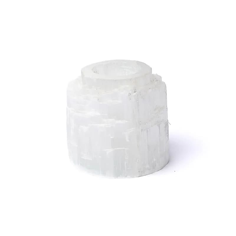 Teelichthalter aus Selenit-Eisberg – ±8 x 8 cm