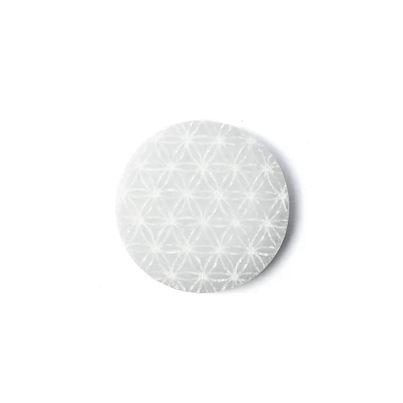 Selenit-Ladeplatte Blume des Lebens – ±8 cm
