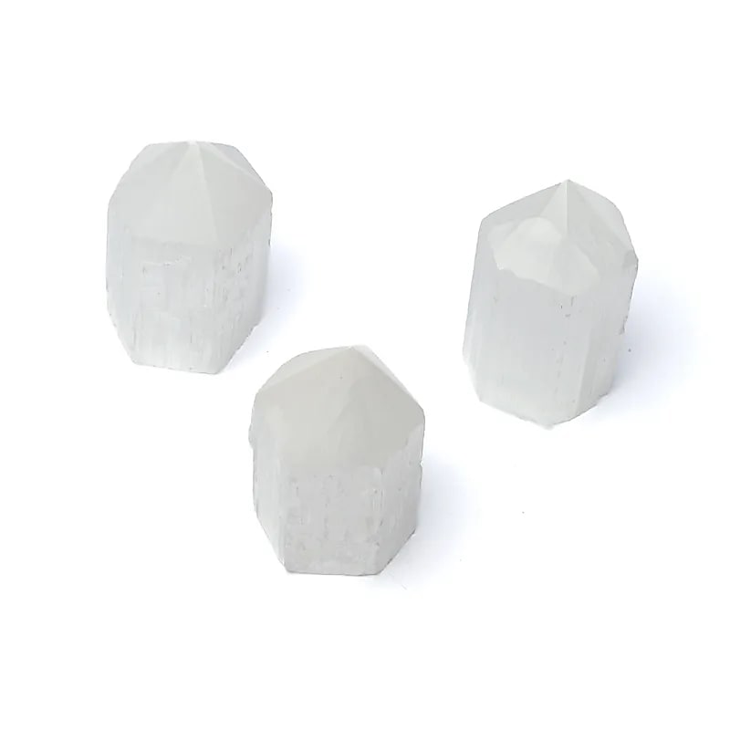 Obelisco de selenita - ±6x35x3cm Paquete de 3 piezas - ±6x3.5x3cm Paquete de 3 piezas