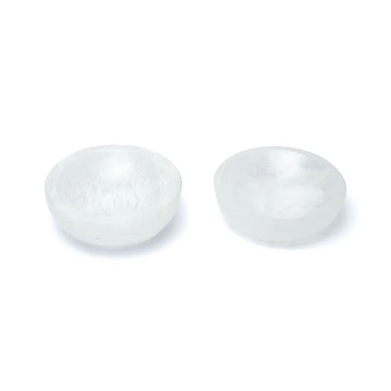Runde Selenitschale – Packung mit 2 Stück – ±10 x 3,5 cm