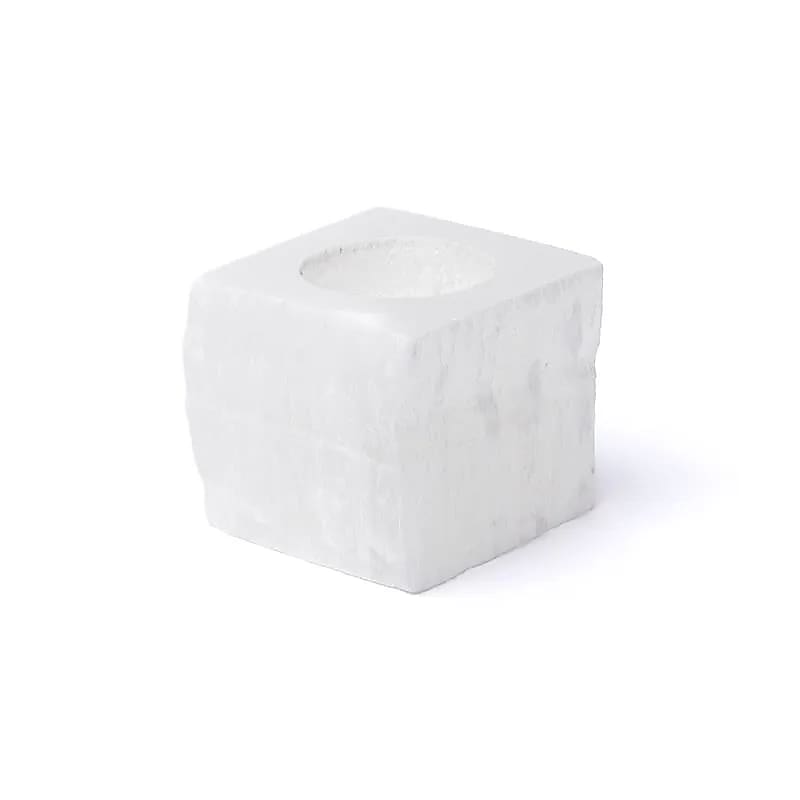 Seleniet vierkante theelichthouder --set van 2 stuks - ±6x6cm