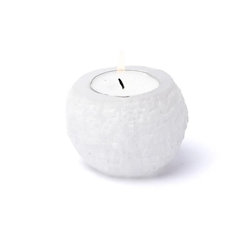 Selenite Snowball Lysestage - ±6x6cm