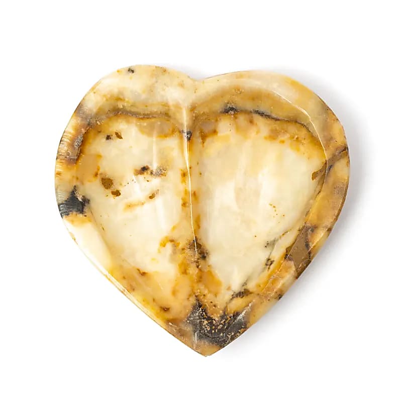 Cuenco en forma de corazón de aragonito marroquí - ±13x13x2cm