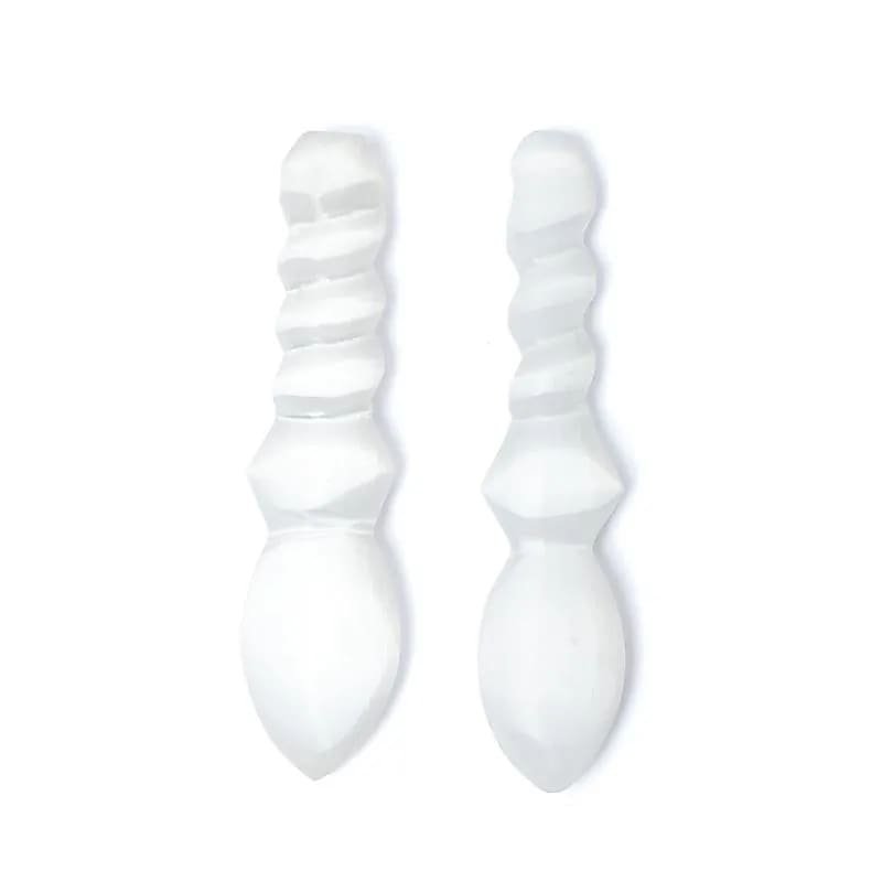 Selenite Spiral Athame --package Of 2 Pcs - ±15x4x2cm 130-150g