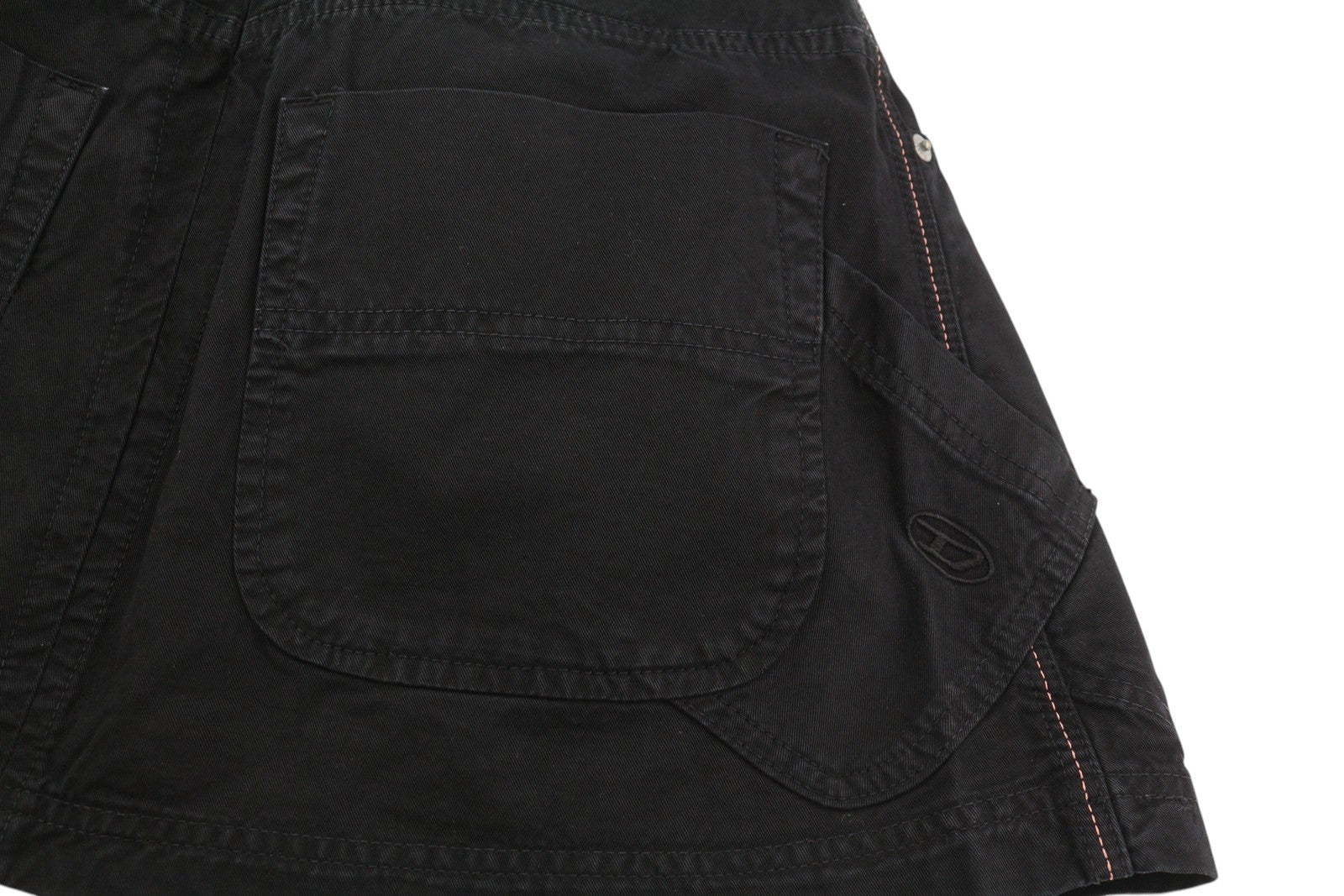 Diesel O-béžová dámska sukňa čierna bavlnené vrecko na gombíky Mini