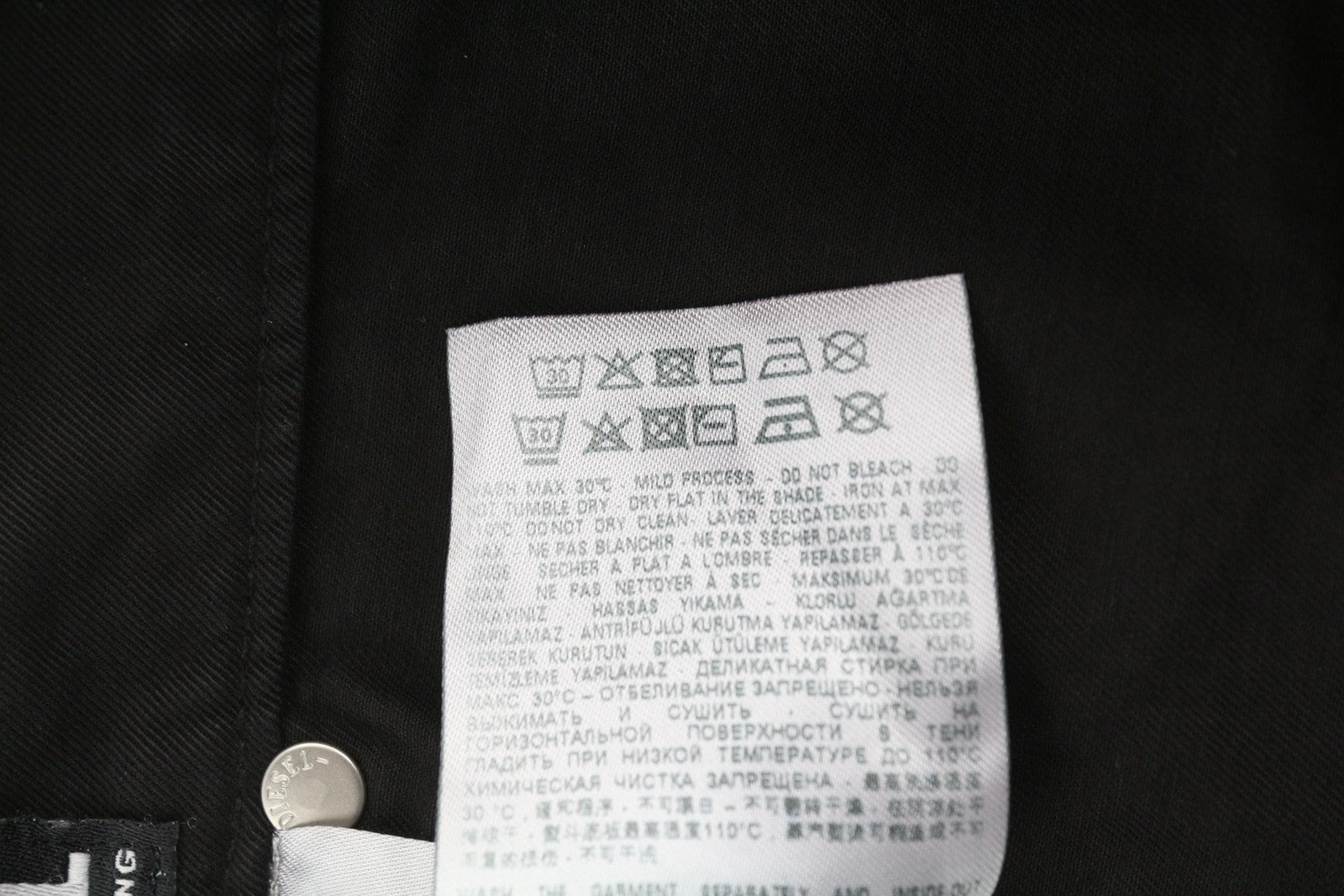 Diesel O-béžová dámska sukňa čierna bavlnené vrecko na gombíky Mini