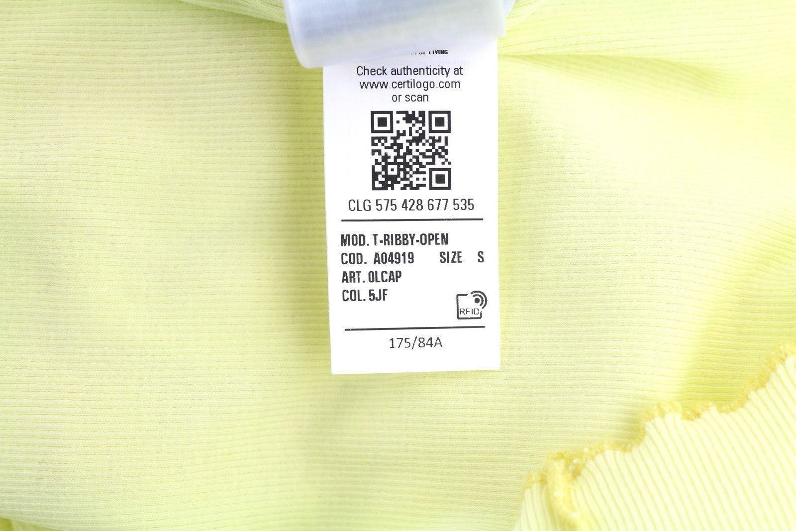 Dámské tričko Diesel T-ribby-open dámské triko-žluté žebrované zapínání na knoflíky Crop Cardigan