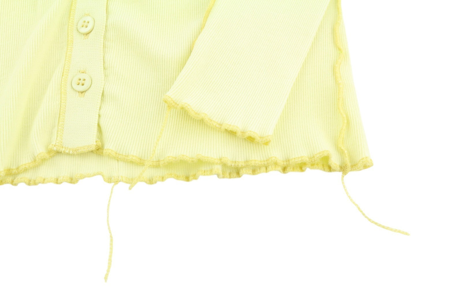 Dámské tričko Diesel T-ribby-open dámské triko-žluté žebrované zapínání na knoflíky Crop Cardigan