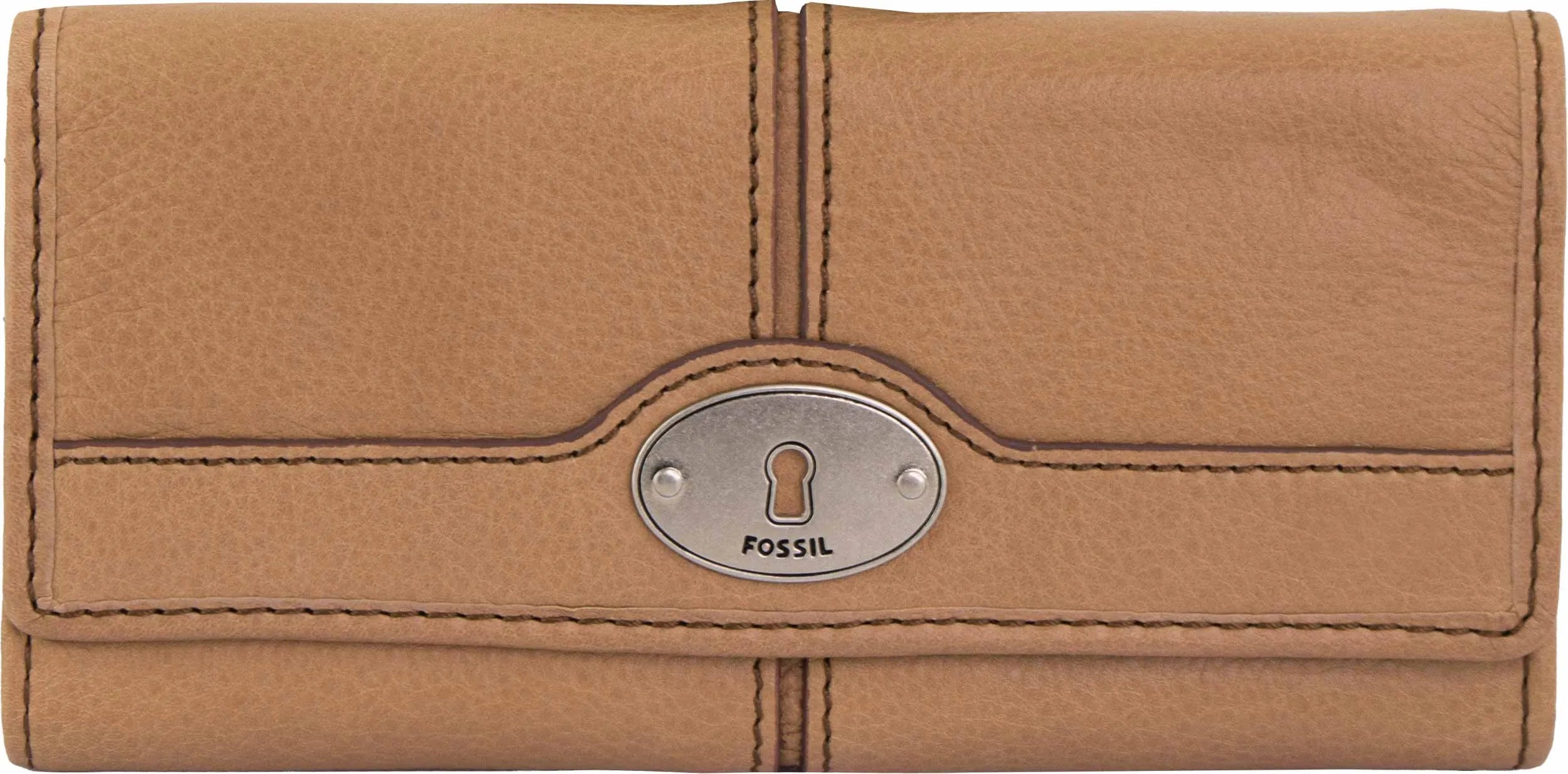 Dame tegnebog Fossil læder tegnebog Maddox Flap Clutch Camel Beige