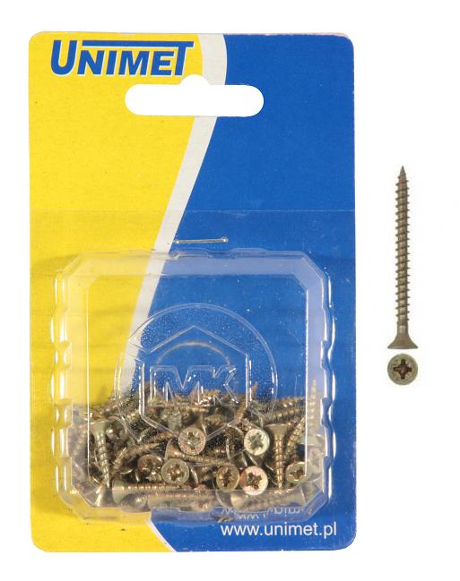Scriú Adhmaid Galbhánaithe Buí 3.0*40mm I mBosca - 50 ríomhaire