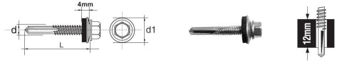 Self-drilling Screw With Hex Head Hwh 5.5*32mm With Epdm 16mm