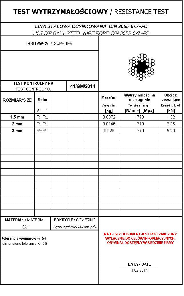 Horganyzott acél kötél 1,5mm 6*7 200mb