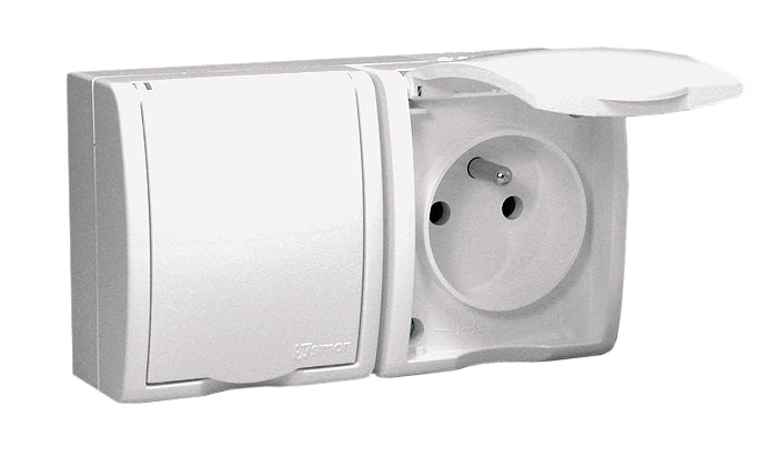 Waterman hermetische socket. 2-weg Met/zonder Ip54 Wit Met Glijbaan T