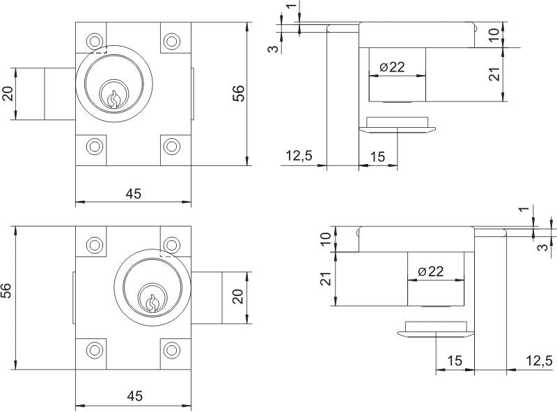 Zmb-2 Nickel-plated Furniture Lock Right