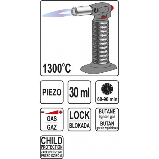 Gas Burner With Piezo Ignition Powered By Lighter Gas