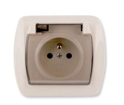 Akord Single Socket With/with Ip44 With Smoke Flap Beige