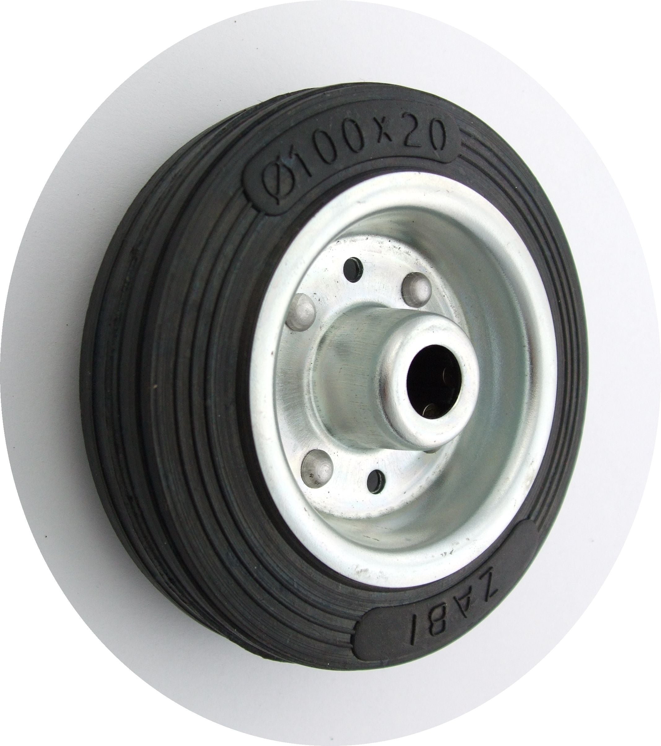 Roue métal-caoutchouc 100mm sans boîtier + axe 11