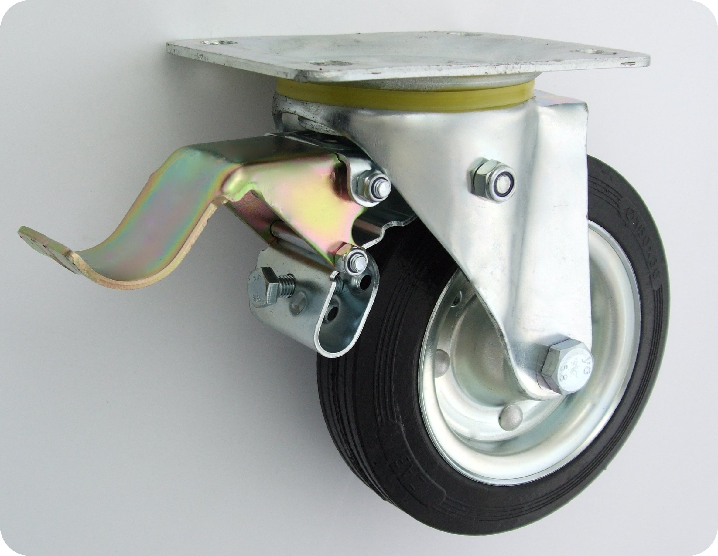 Metal-rubber Wheel 160mm Steering Housing + Brake 45h