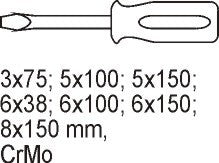 Drawer Insert Flat-head Screwdrivers 7 Pieces