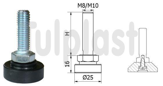 Otočná nastavovací patka Sr 02 Fi 25 M8*20 765