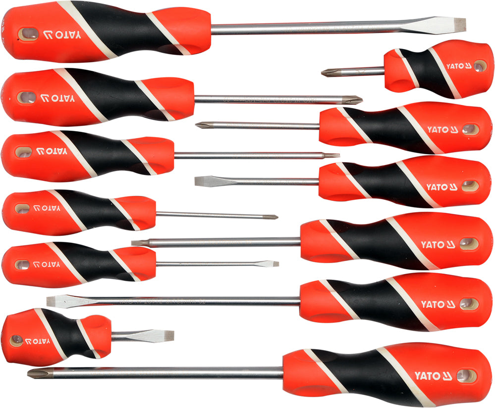 Set platte en kruiskopschroevendraaiers, 12 stuks