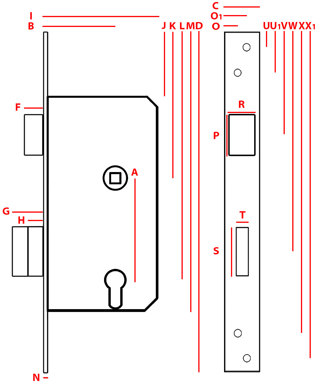 Jania Painted Gate Lock With Key 90/63