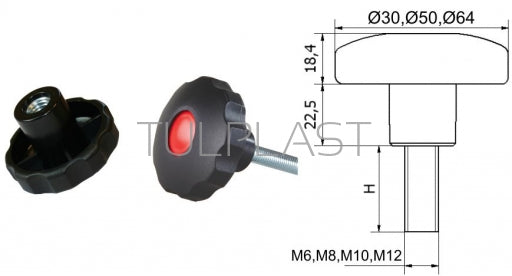Star Knob Pok 03 Fi 50 M8*38 Pp 828
