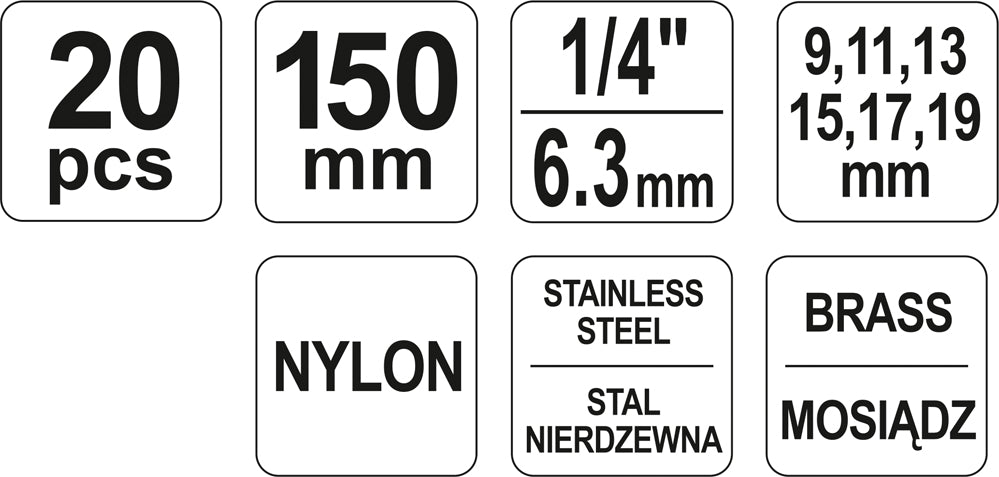 Jeu de brosses pour douilles de bougie d'allumage, 20 pièces