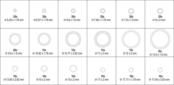 Set Of 270 O-rings For Air Conditioning Hnbr Material Green