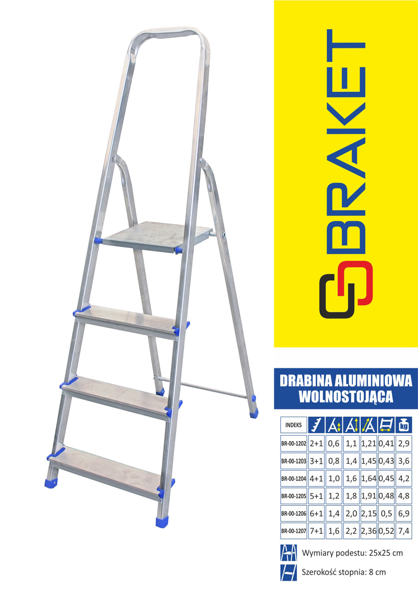 Scala Autoportante in Alluminio 145 Cm 3 Gradini + Pedana