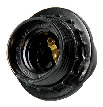 Bakelitový držiak lampy s krúžkom E27 čierny