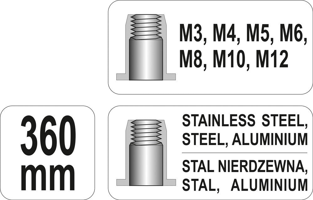 Handklinkhamer voor klinkmoeren M3-m12