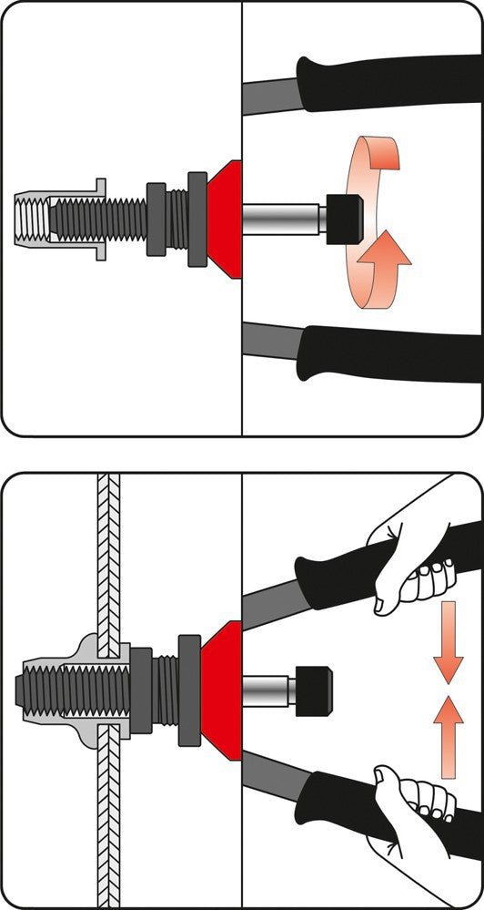 Handklinkhamer voor klinkmoeren M3-m12