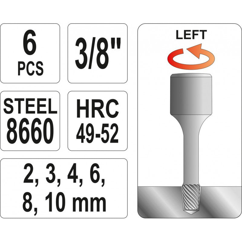 Set estrattori per prigionieri da 6 pezzi 3/8''