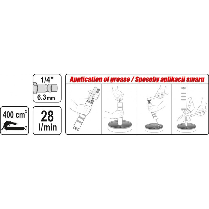 Handmatig-pneumatische vetspuit 400cm3