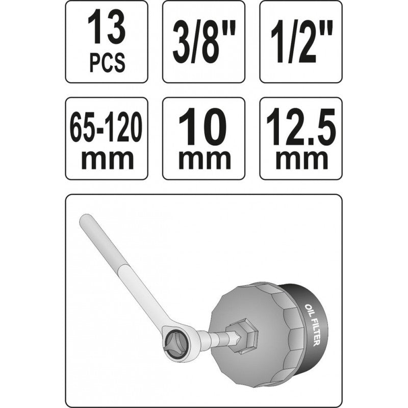 Socket Wrenches For Oil Filter 13 Pieces
