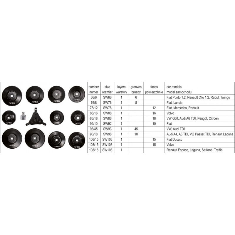Socket Wrenches For Oil Filter 13 Pieces