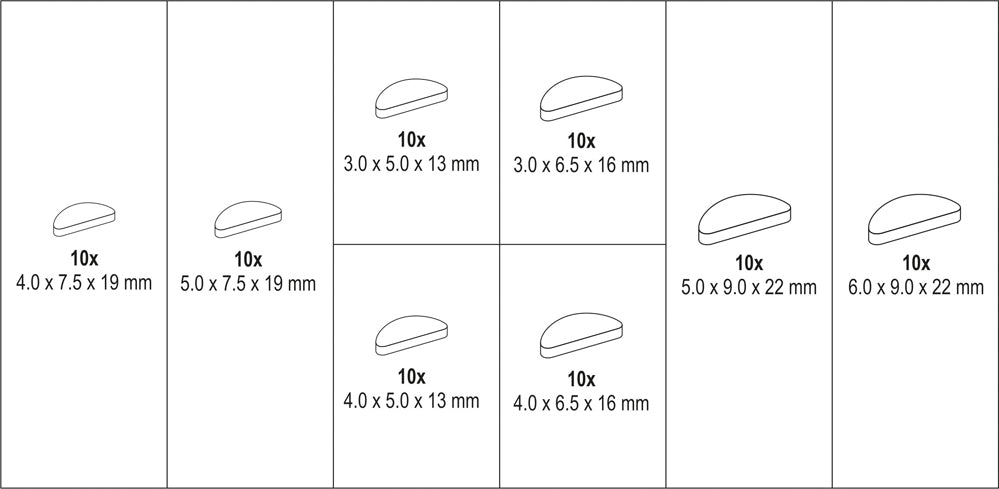 Semi-round Wedges 80 Pcs. Mix Of Sizes