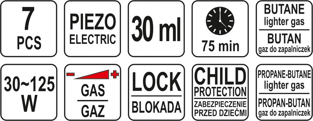 Fer à souder à gaz 3 en 1 avec accessoires d'allumage piézo