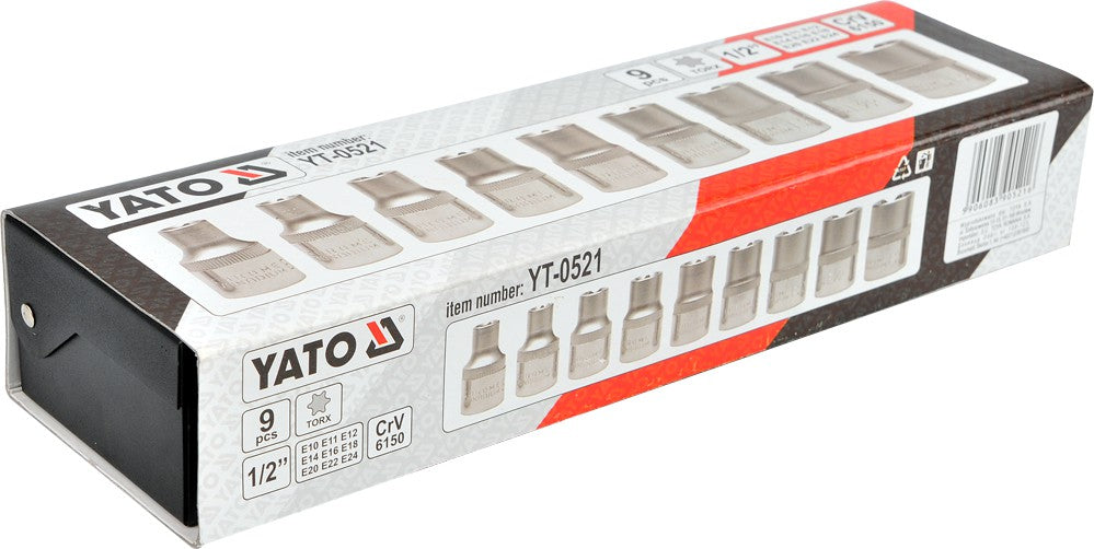 Juego de llaves de vaso Torx E10-24 de 9 piezas
