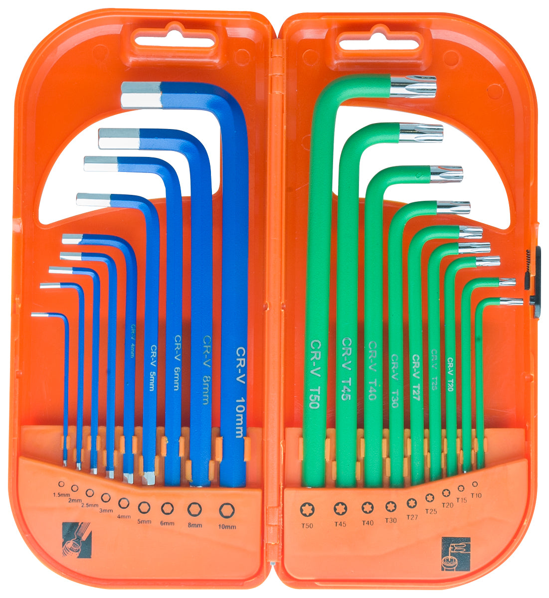 Conjunto de chaves longas hexagonais e torx 18 peças