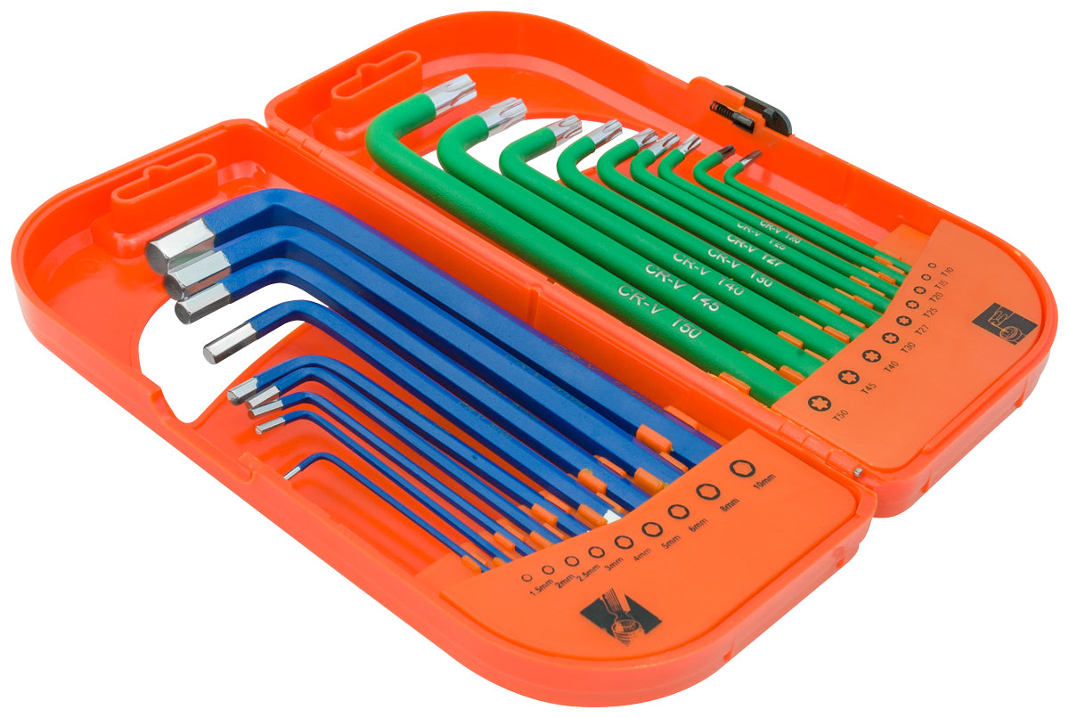 Conjunto de chaves longas hexagonais e torx 18 peças