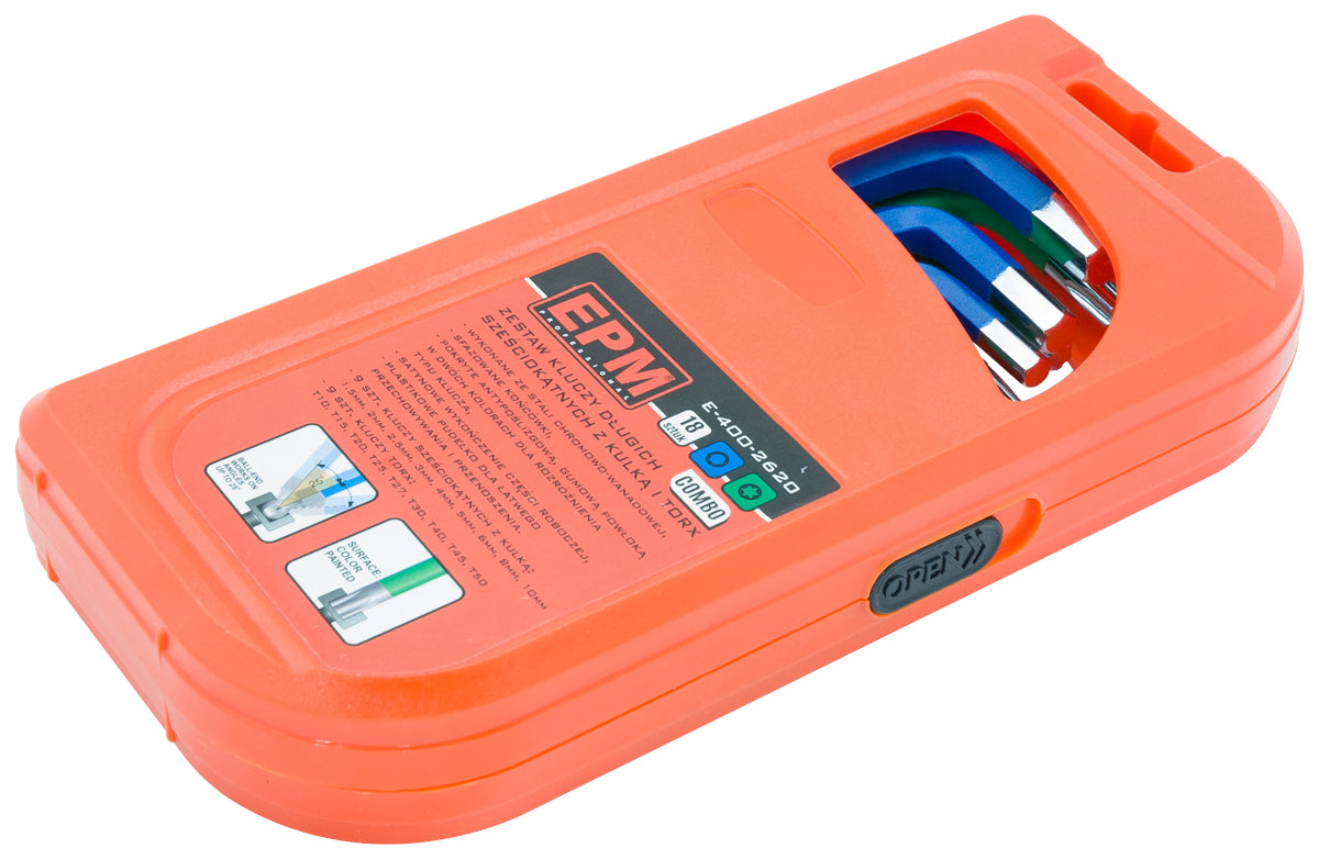 Conjunto de chaves longas hexagonais e torx 18 peças