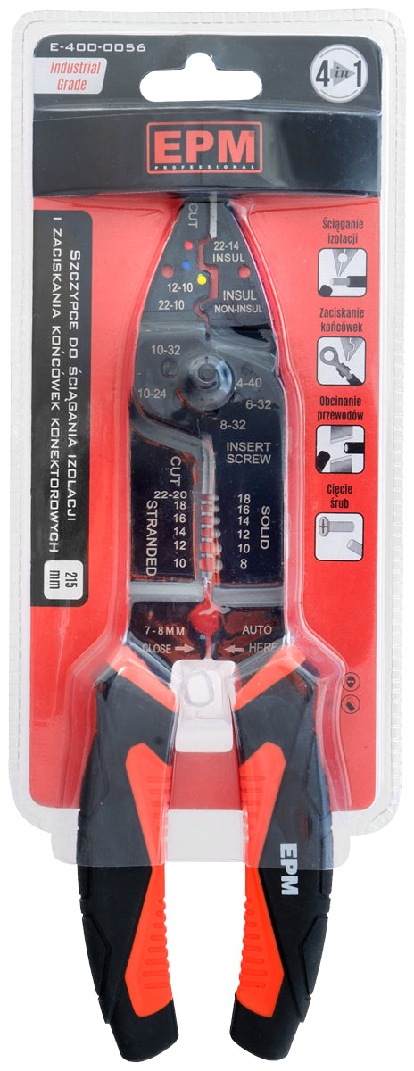 4-in-1 Connector Crimping Pliers 215mm Industrial Grade