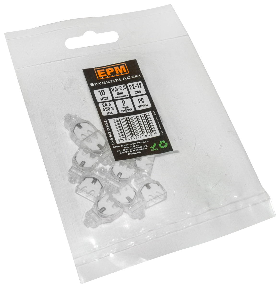 Quick Connector 2*0.5-2.5mm2 Transparent/white 10 Pcs