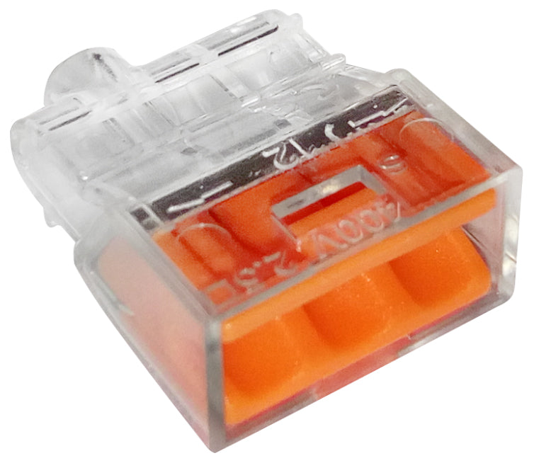 Conector Rápido 3*0.5-2.5mm2 Transparente/naranja 10 Pcs