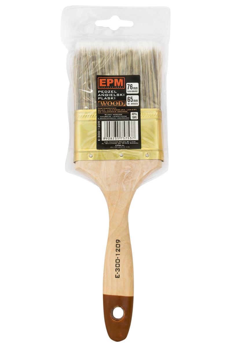 Engelsk platt träborste 76mm - 3'