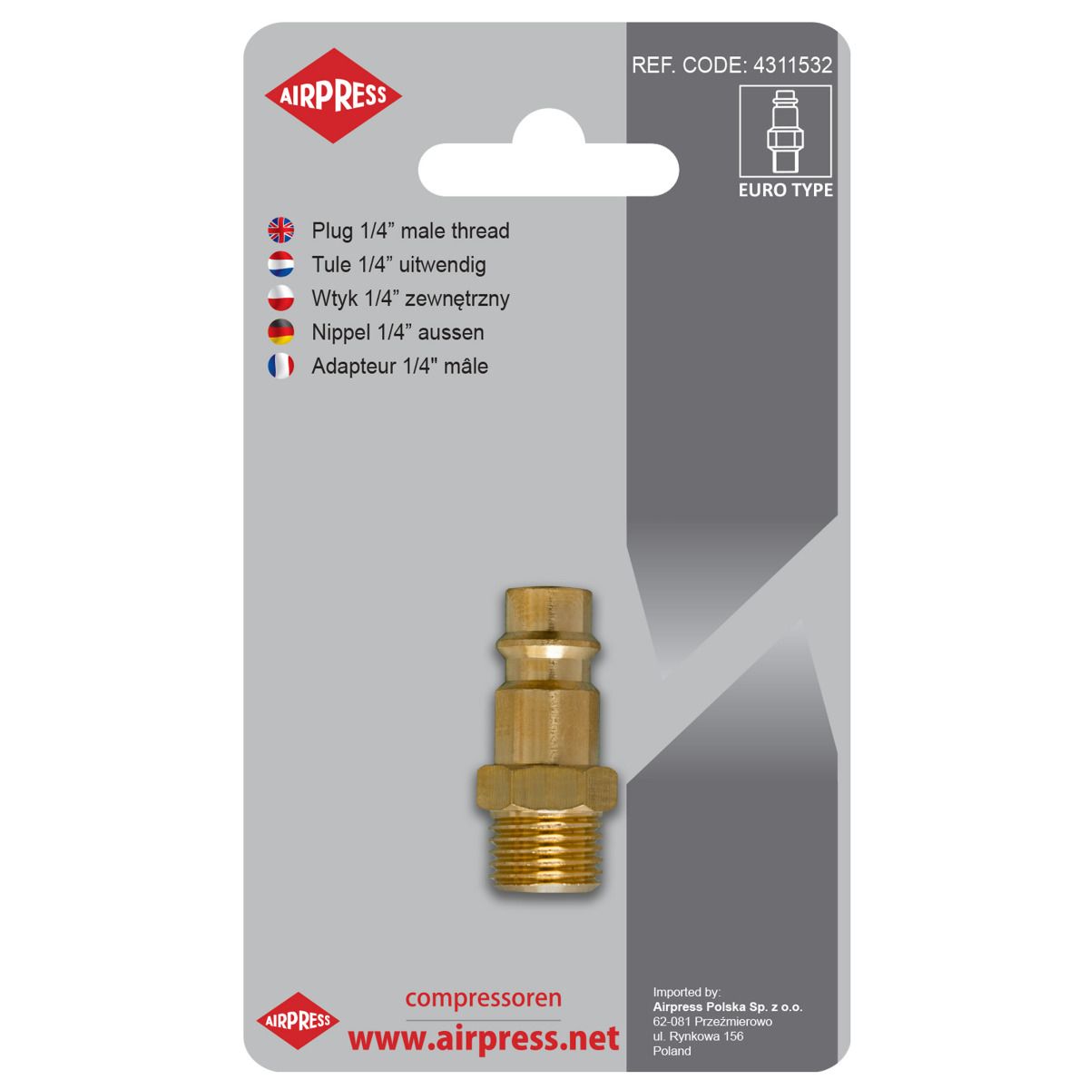 Zástrčka rychlospojky s 1/4'' vnějším závitem