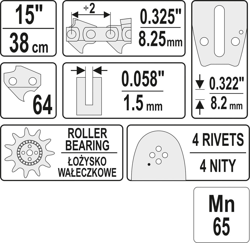 Treoir slabhra Do 15'' 325u Sábha