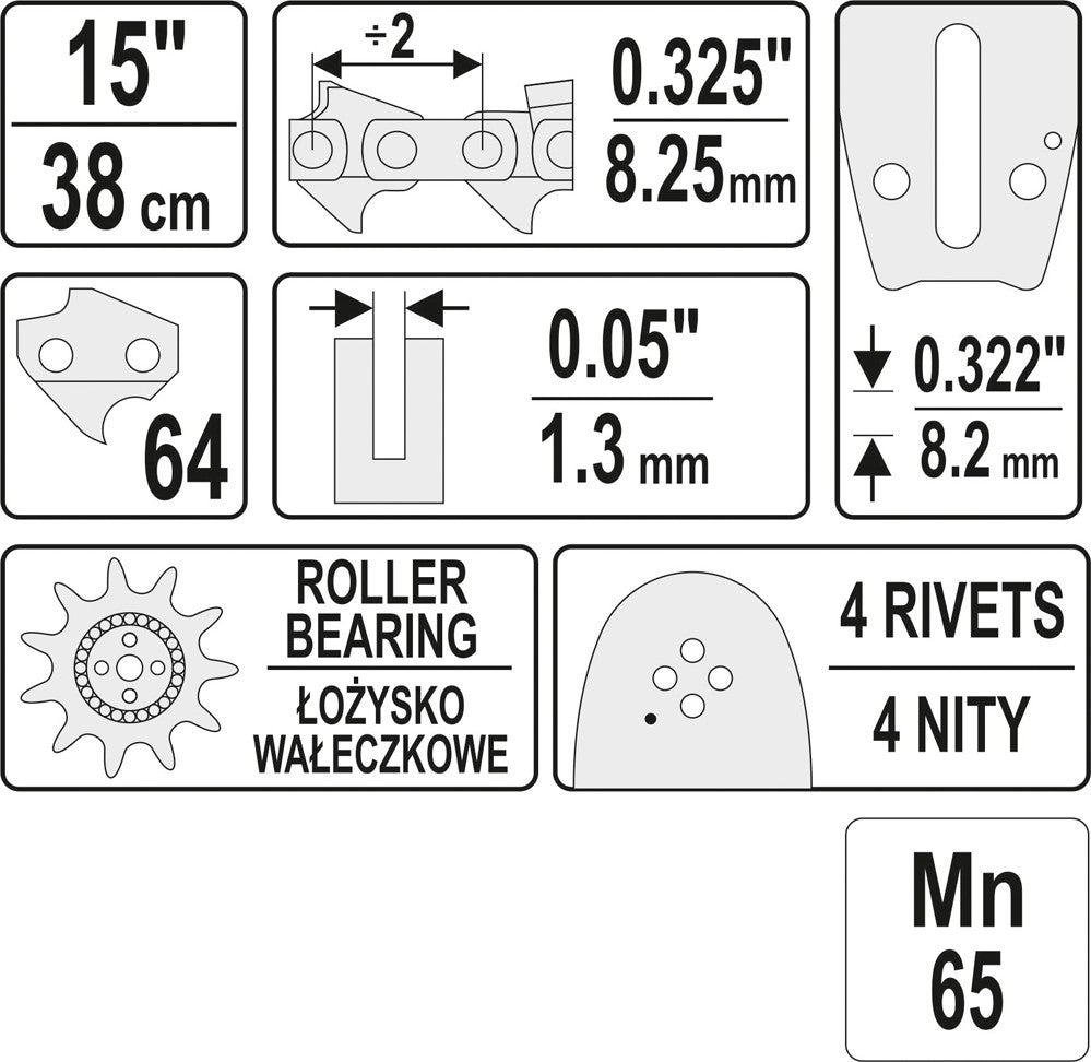 Treoir slabhra Do 15'' 325u Sábha